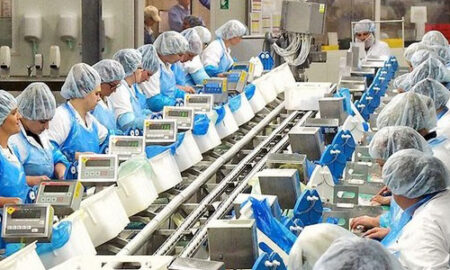 Упаковка нарезанных кусочков лосося в Польше